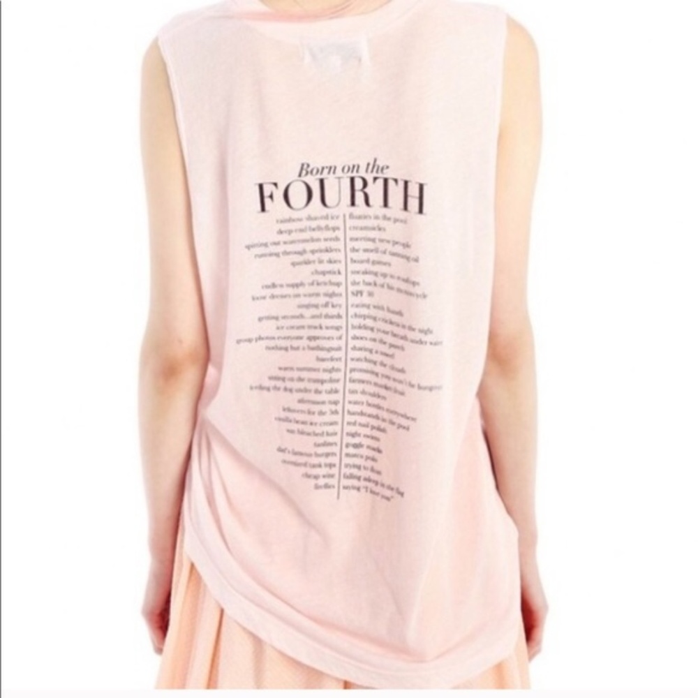 Wildfox Born on the 4th Pink Tank Top D68